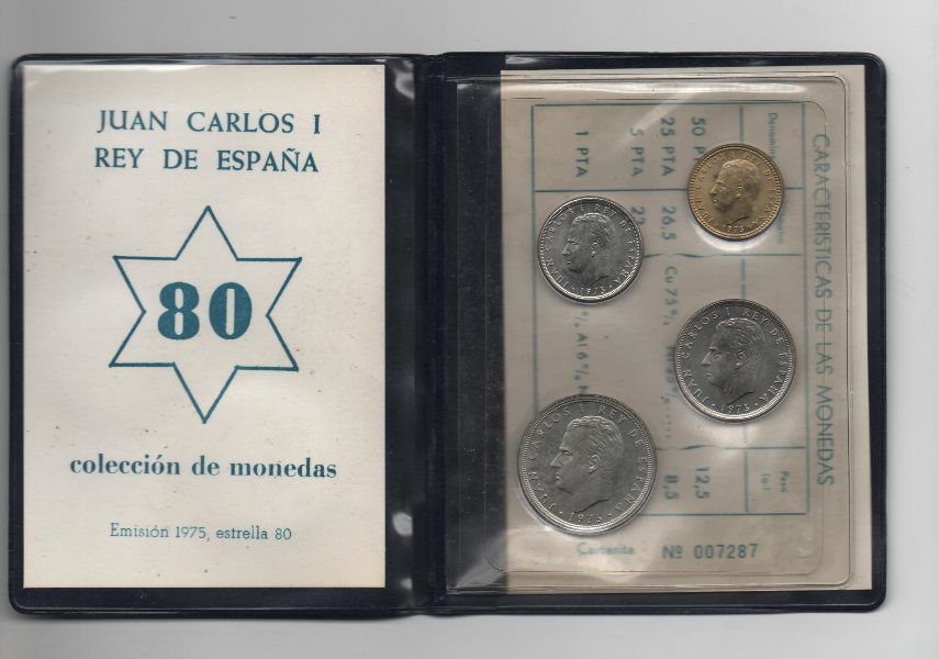 ESPAÑA CARTERA OFICIAL DE PESETAS J. CARLOS I DEL AÑO 1980 